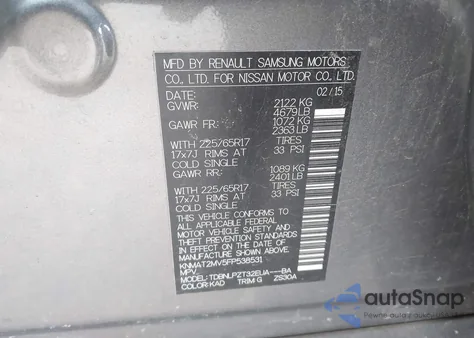 2015 Nissan Rogue S из США, поврежденный, VIN KNMAT2MV5FP538531